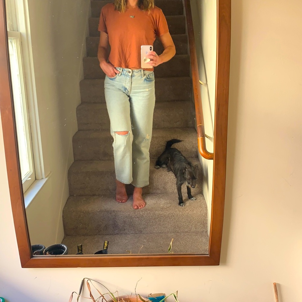 All Saints light wash straight leg jeans